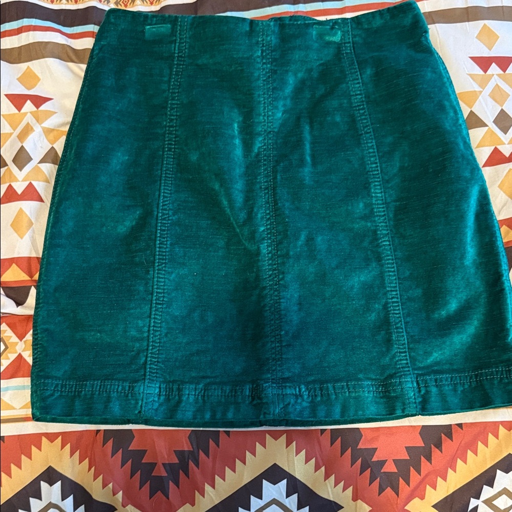Free People Teal Green Mini Corduroy Skirt
